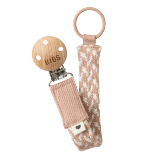 BIBS KNUPĪŠA TURĒTĀJS PACIFIER CLIP BLUSH/IVORY