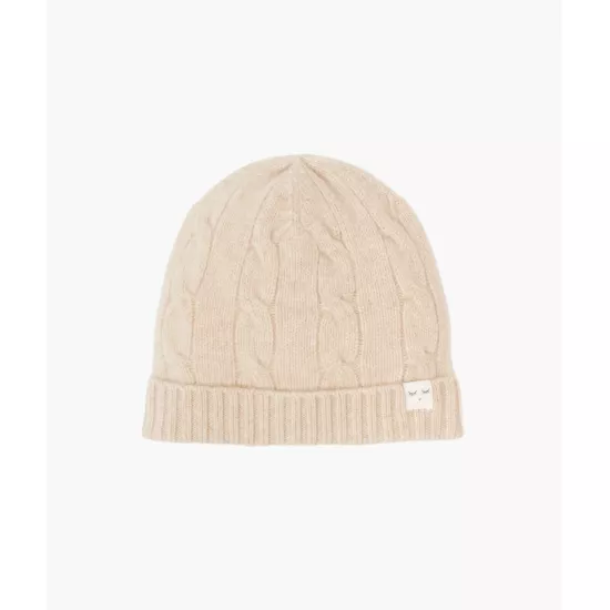 Livly Cable Knit Cashmere Hat Beige