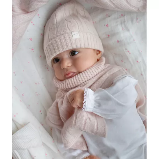 Bērnu cepure Livly Cable Knit Hat Beige, 100% Kašmirs