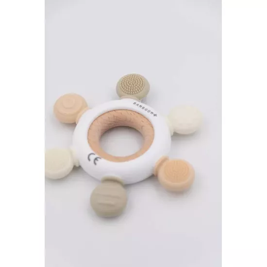 Грызунок из дерева и силикона Bamboom ring Rudder - CREAM 02