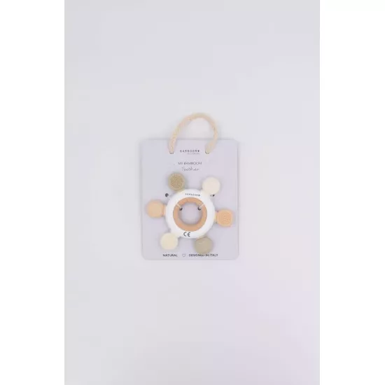 Грызунок из дерева и силикона Bamboom ring Rudder - CREAM 02