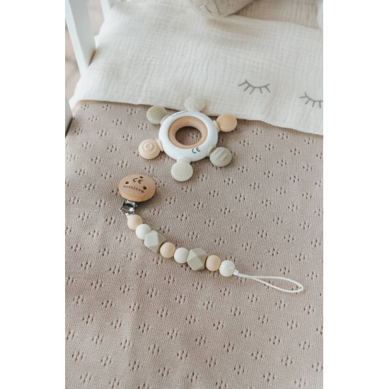 Грызунок из дерева и силикона Bamboom ring Rudder - CREAM 02