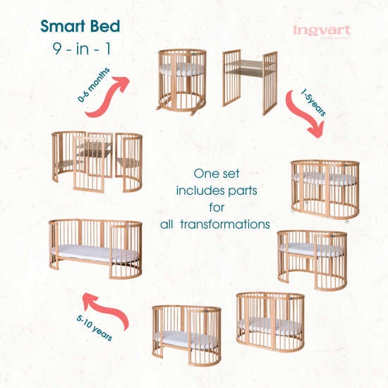Ingvart Oval Transformer Smart Bed 9in1 (Grey)