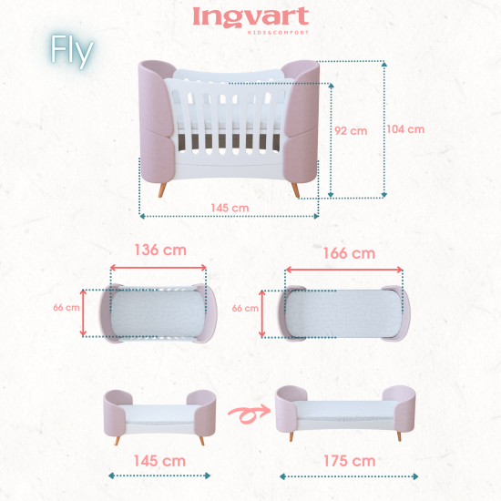 Ovāla bērnu gultiņa Transformers Fly Bed (Dažādas krāsas)