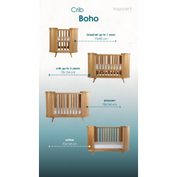 Boho convertible cot with and movable wall White/Linen Velour