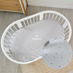 Smart Bed Palags ar Gumiju "Colored stars on a grey background" 72\120 Cm