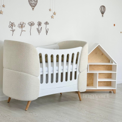 Ovāla bērnu gultiņa Transformers Fly Bed (Balta Bukle)