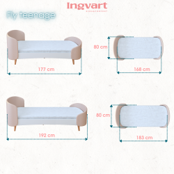 Ovāla bērnu gultiņa Transformers Fly Bed (Balta Bukle)