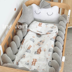 Ingvart bed bumper made of cotton velour - Velour Grey Nr63 Ingvart bed bumper made of cotton velour - Velour Grey Nr63