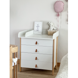 Ingvart Kumode ar Pārtinamo Galdiņu Scandi White+Natural Ingvart Kumode ar Pārtinamo Galdiņu Scandi White+Natural