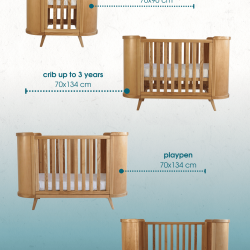 Boho convertible cot with carriage coupler and movable wall White Boho convertible cot with carriage coupler and movable wall White