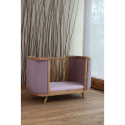 Boho convertible cot with movable wall Natural/Pink Velour Boho convertible cot with movable wall Natural/Pink Velour