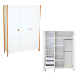 Three-door wardrobe Ingvart Scandi White/Natural Three-door wardrobe Ingvart Scandi White/Natural