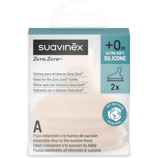 Комплект сосок на бутылочки ZERO.ZERO Suavinex 180 ml +0m faire Adaptive flow