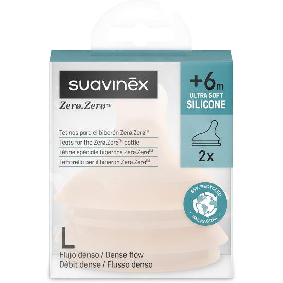 Uzgalu komplekts uz pudelītem ZERO.ZERO Suavinex 180 ml +6m Fast Flow Fair