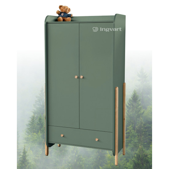 Divdurvju Skapis Ingvart Nika Forest Green/Natural