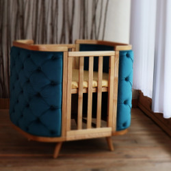 Gultiņa-transformers Boho ar kustīgu sienu Green Velour/Natural