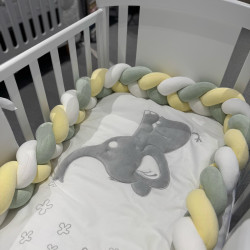 Ingvart bed bumper made of cotton velour - Velour White/Green/Yellow Nr1/42/61 Ingvart bed bumper made of cotton velour - Velour White/Green/Yellow Nr1/42/61