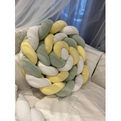 Ingvart apmalīte bērna gultiņai no kokvilnas velūra - Velour White/Green/Yellow Nr1/42/61