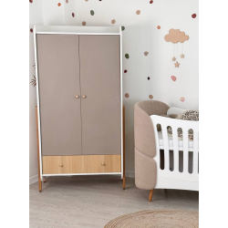 Divdurvju Skapis Ingvart Nika Cappuccino/White/Natural Divdurvju Skapis Ingvart Nika Cappuccino/White/Natural