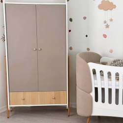 Two-door wardrobe Ingvart Nika Cappuccino/White/Natural Two-door wardrobe Ingvart Nika Cappuccino/White/Natural