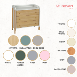 Ingvart Cabinet with Removable Changing Table and five shelves Scandi Eucatlyptus/Natural