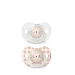 Physiological silicone pacifier Suavinex Night and Day 0-6 months. night, rabbit, 2 pcs Physiological silicone pacifier Suavinex Night and Day 0-6 months. night, rabbit, 2 pcs