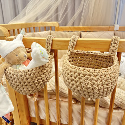 Storage baskets for baby crib, 100% cotton, Beige Storage baskets for baby crib, 100% cotton, Beige