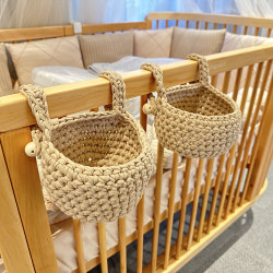 Storage baskets for baby crib, 100% cotton, Beige Storage baskets for baby crib, 100% cotton, Beige