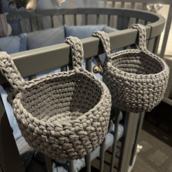 Storage baskets for baby crib, 100% cotton, grey Storage baskets for baby crib, 100% cotton, grey