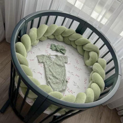 Ingvart bed bumper made of cotton velour - Velour Sage Nr54 Ingvart bed bumper made of cotton velour - Velour Sage Nr54