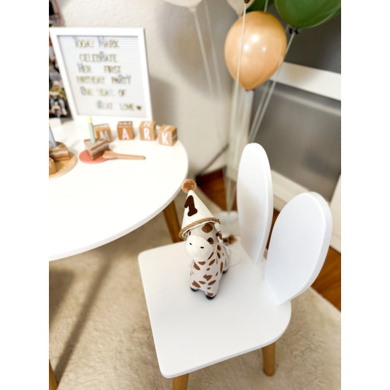 Mēbeļu komplekts apaļais galds + krēsli "Bunny" White/Natural