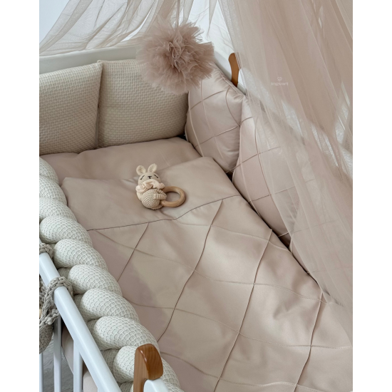 Satīna gultas veļas komplekts "Platīns" Boho gultiņai Beige