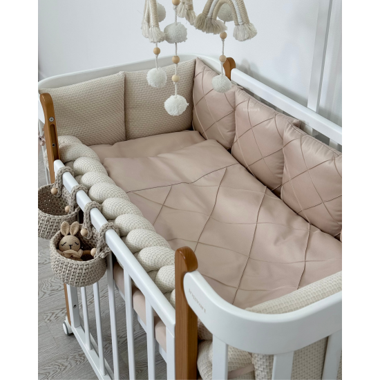 Satīna gultas veļas komplekts "Platīns" Boho gultiņai Beige