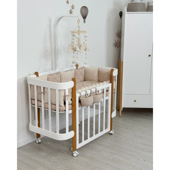 Satīna gultas veļas komplekts "Platīns" Boho gultiņai Beige