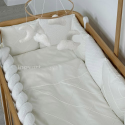 Satin bed linen set "Platinum" for Boho crib Milk Satin bed linen set "Platinum" for Boho crib Milk