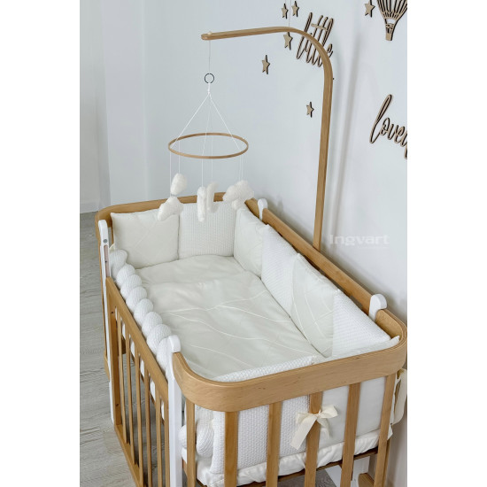 Satīna gultas veļas komplekts "Platīns"  Boho gultiņai Milk