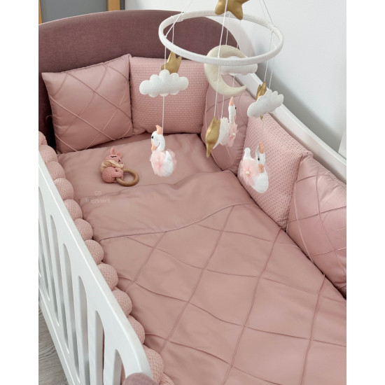 Satīna gultas veļas komplekts "Platīns"  Boho gultiņai Dusty Rose