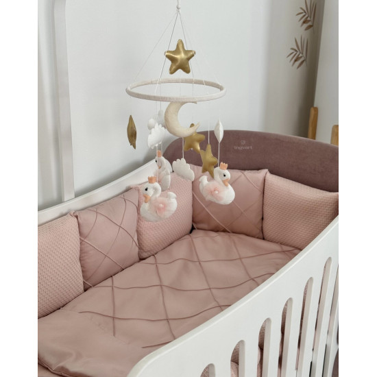 Satīna gultas veļas komplekts "Platīns"  Boho gultiņai Dusty Rose