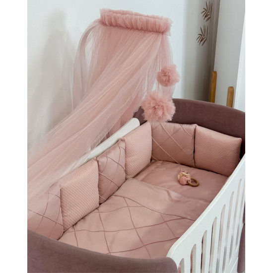 Satīna gultas veļas komplekts "Platīns"  Boho gultiņai Dusty Rose