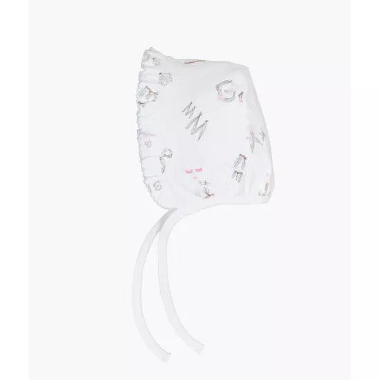 Livly Kokvilnas Cepure Alphabet Flowers Ruffled Hat White