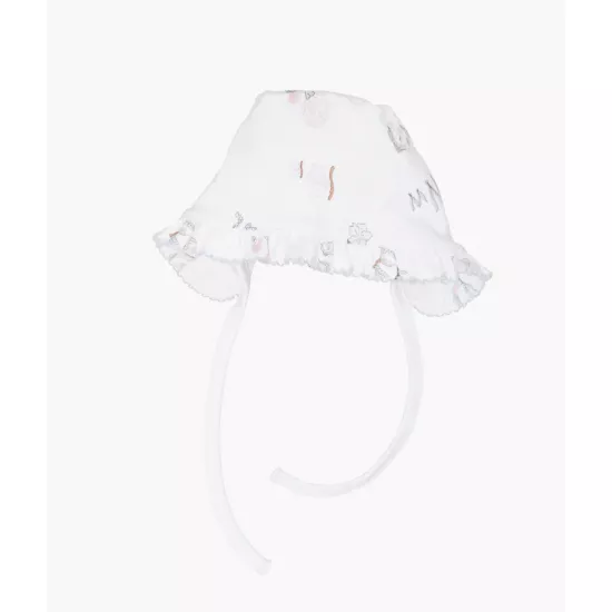 Livly Kokvilnas Cepure Alphabet Flowers Ruffled Hat White
