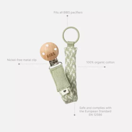 BIBS knupīša turētājs Pacifier Clip - Sage/Ivory