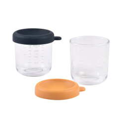 Béaba Glass containers 250 ml  NIGHT BLUE/HONEY Béaba Glass containers 250 ml  NIGHT BLUE/HONEY