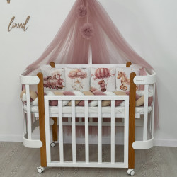 Nika Transformer Crib with Movable Side Wall White/Natural Nika Transformer Crib with Movable Side Wall White/Natural