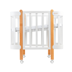 Nika Transformer Crib with Movable Side Wall White/Natural Nika Transformer Crib with Movable Side Wall White/Natural
