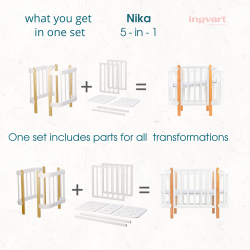 Nika Transformer Crib with Movable Side Wall Natural Nika Transformer Crib with Movable Side Wall Natural