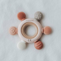 Wood & silicone teething ring Rudder - Rosa 04 Wood & silicone teething ring Rudder - Rosa 04