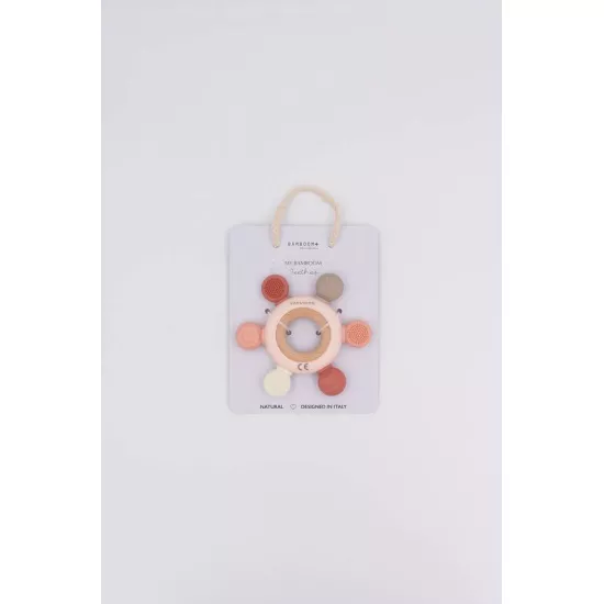 Koka un silikona zobgrauznis Bamboom ring Rudder - Rosa 04