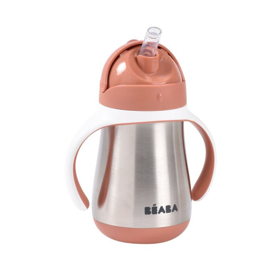 Metāliska Mācību Krūzīte Ar Caurulīti Beaba 250 Ml, Terracota